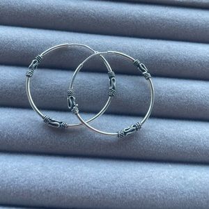 Sterling silver Bali hoop earrings